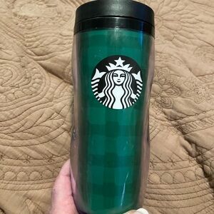Starbucks Forest Green Plaid Travel Tumbler